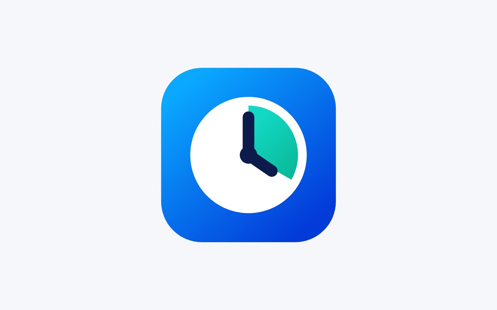 Symbol von MES.Time: Uhr auf blauem Grund.
